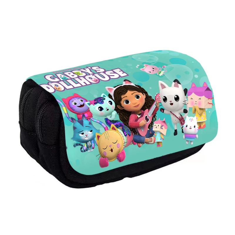 Gabby\'s Dollhouse Theme Pencil Bag Nylon pencil case children black to school supplies High Quality stationery set