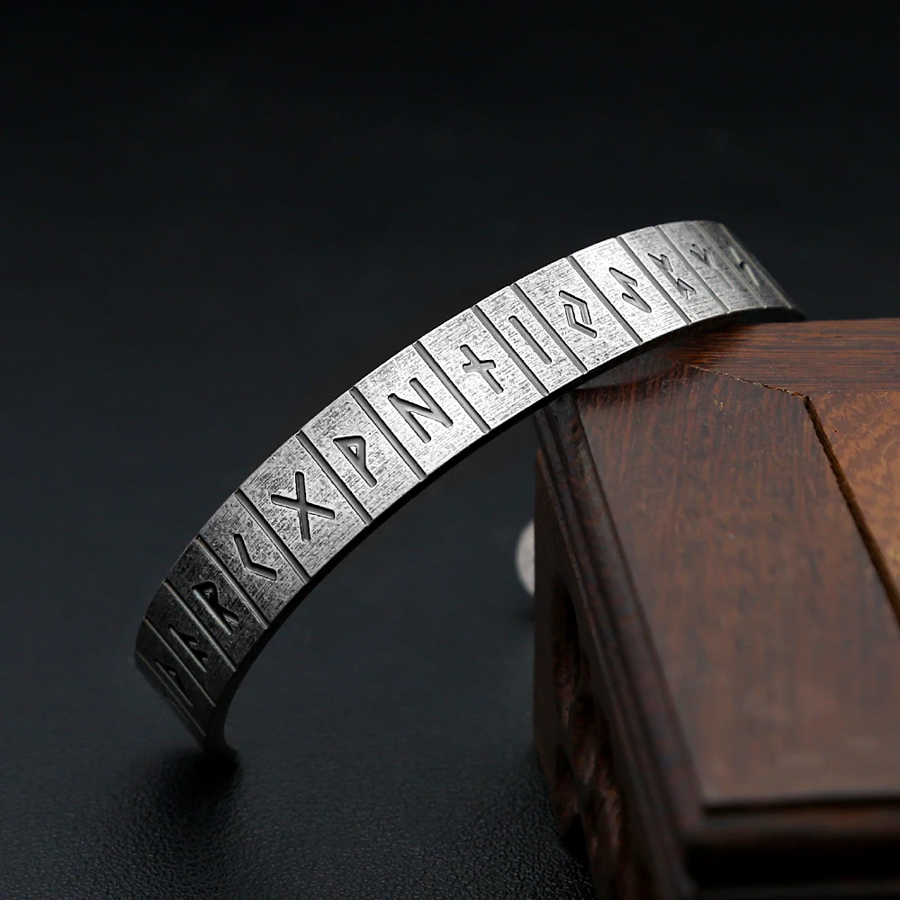 

Punk Vintage Viking Rune Bracelet Stainless Steel Simple Amulet Bracelets For Men Women Nordic Jewelry Gifts Dropshipping