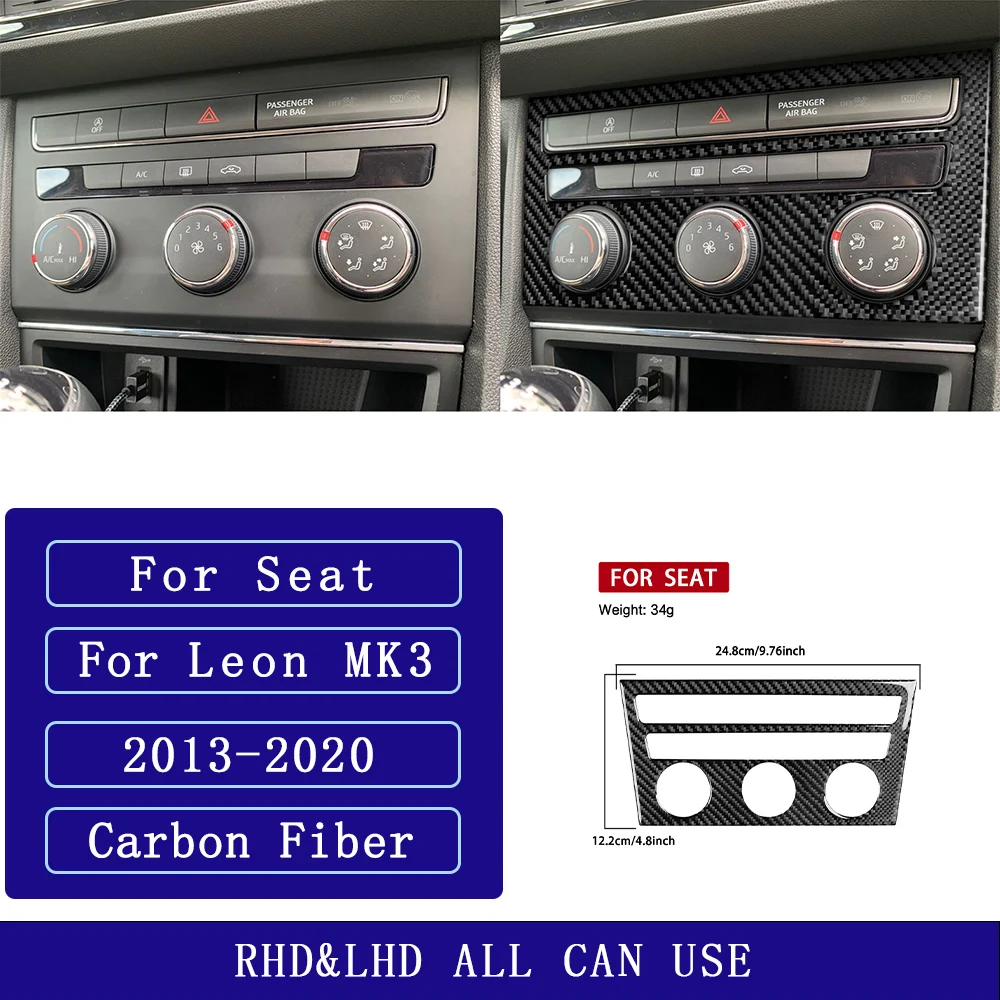 Voor Seat Leon MK3 2013-2020 Koolstofvezel Centrale navigatie radio AC CD versnellingspook deurpaneel Auto Accessoires Decoratieve Stickers
