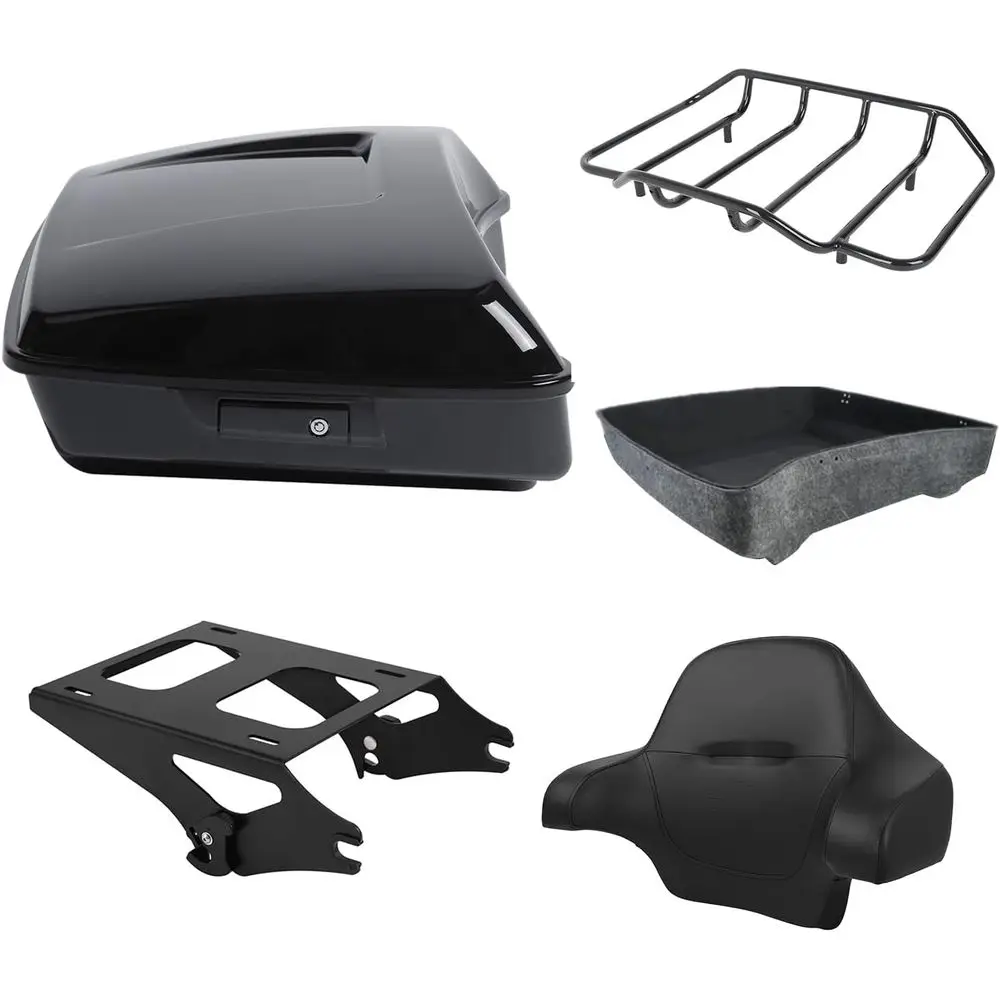 

Gloss Black 10.7'' Chopped Tour Lage Trunk Backrest Detachable Mounting Rack it or dson Touring Street Glide Road King Glide 201