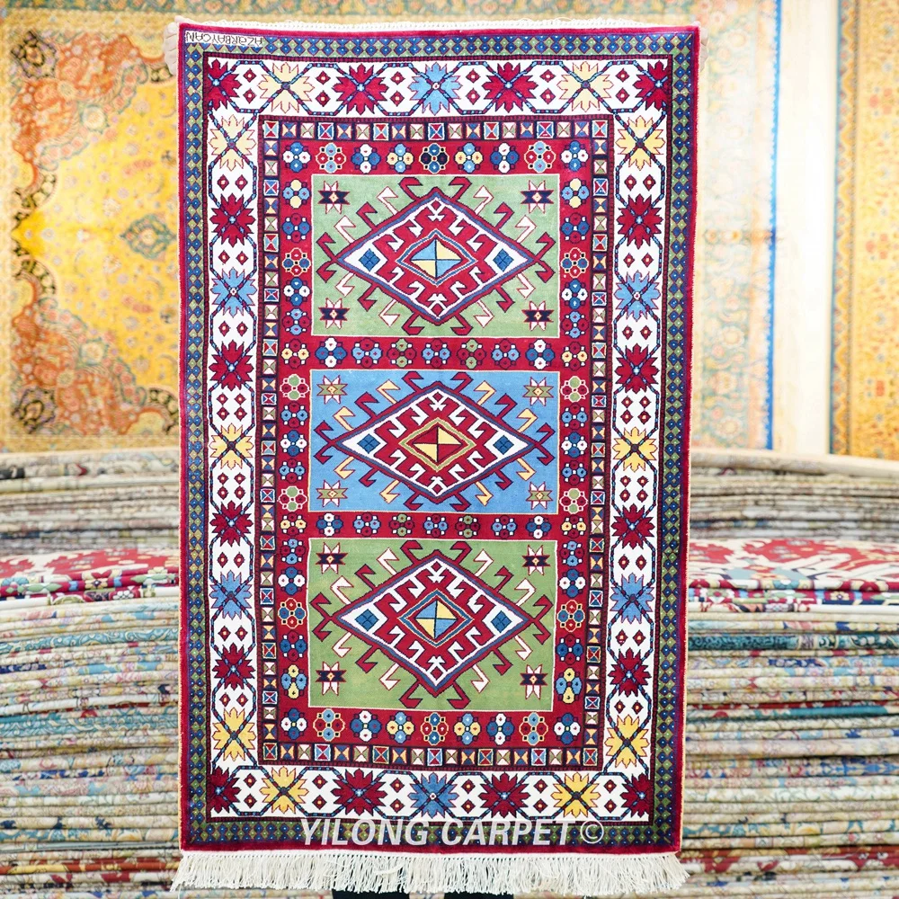 

76x122cm Handmade Silk Tribal Carpet Kid Friendly Oriental Indoor Rug (BL161)