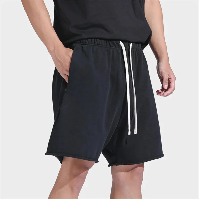 NEW zipper pocket Fitness Sports Shorts Men Summer Trend cotton Loose Leisure Running Basketball short pants  Fitness sweatpants