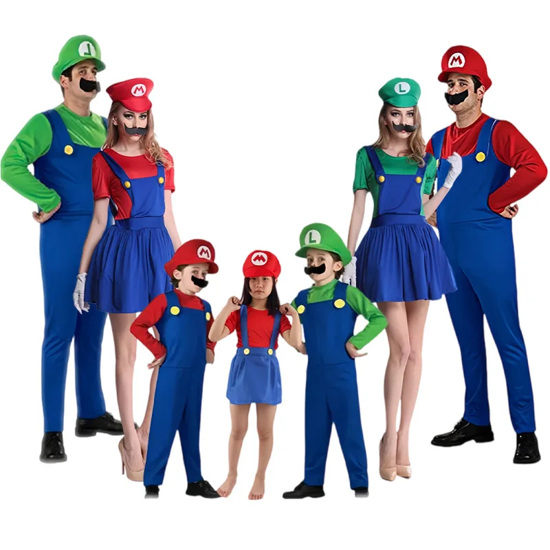 Костюм для косплея по игре Super Mario Bros. (Марио и Луиджи), забавный аниме-комбинезон для взрослых мужчин и женский наряд, костюм на Хэллоуин