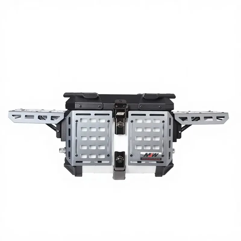 45L Aluminum Alloy Motorcycle Scooter Trunk Black White Armored Storage Box for Off Road Track Commuting Multi Function