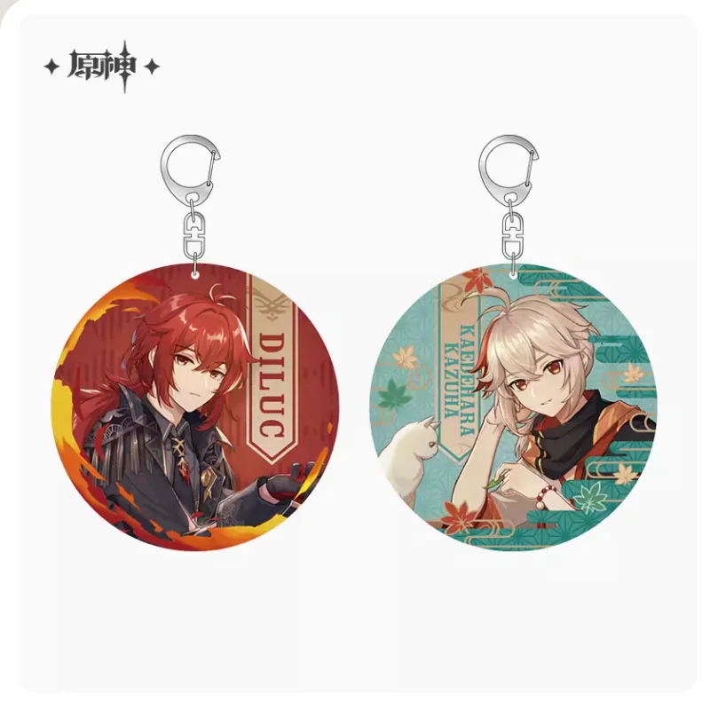 

2024 Anime Genshin Impact Diluc Offline Store Theme Series Semi Transparent Acrylic Pendant Keychain Official Original Gift