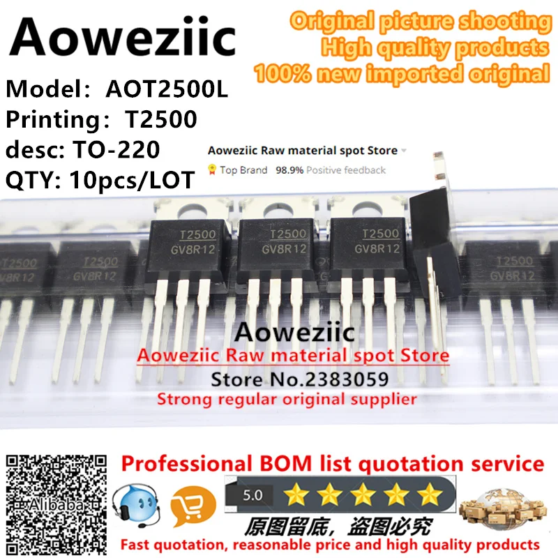 

Aoweziic 100% новый импортный оригинальный AOT2500L T2500 TO-220 N-Channel MOS FET 150V 152A