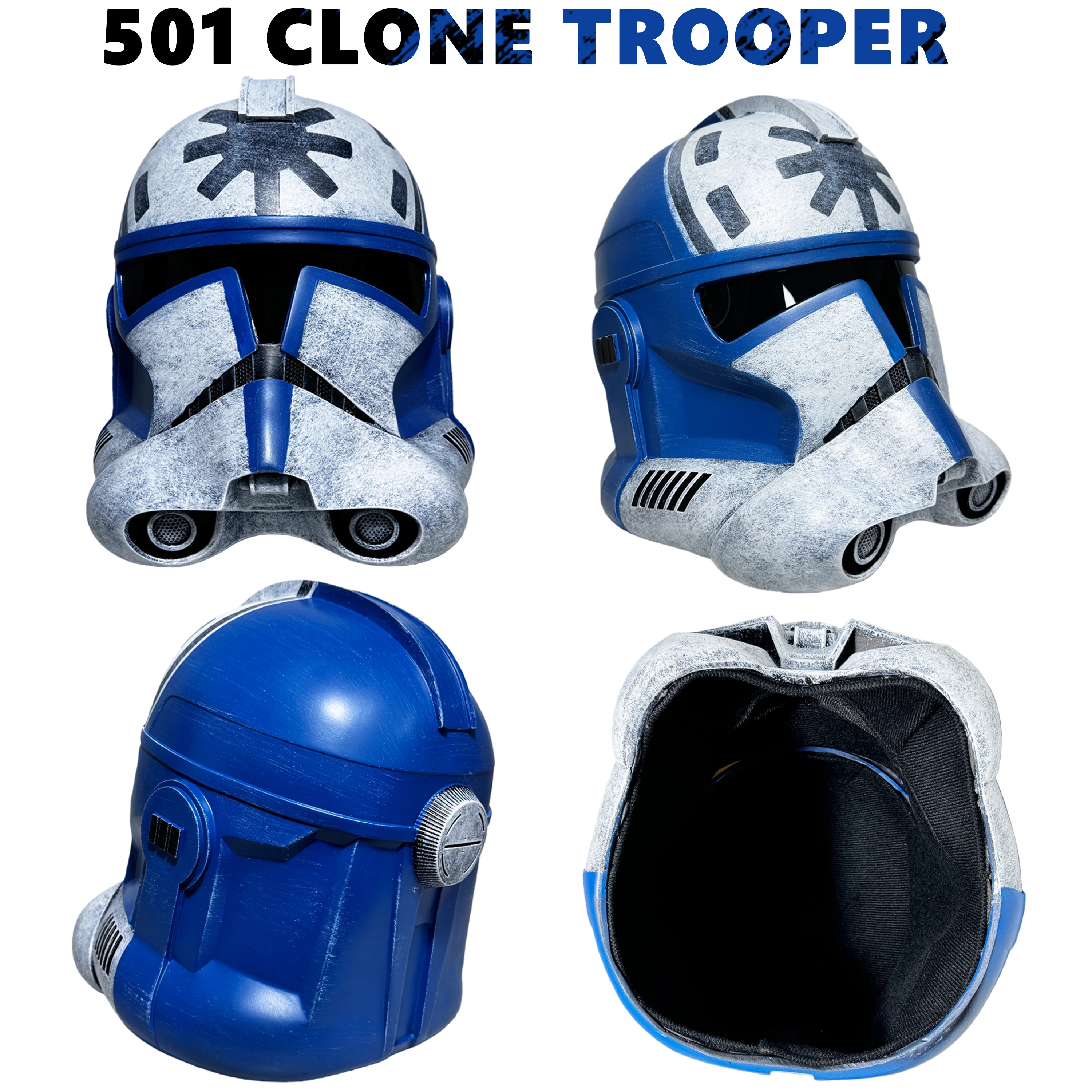 Star SW The Clone Wars ARC Trooper Jesse Helm 501st Legion Blau Weiß Vollgesichts-Harzmaske Cosplay Halloween-Requisite