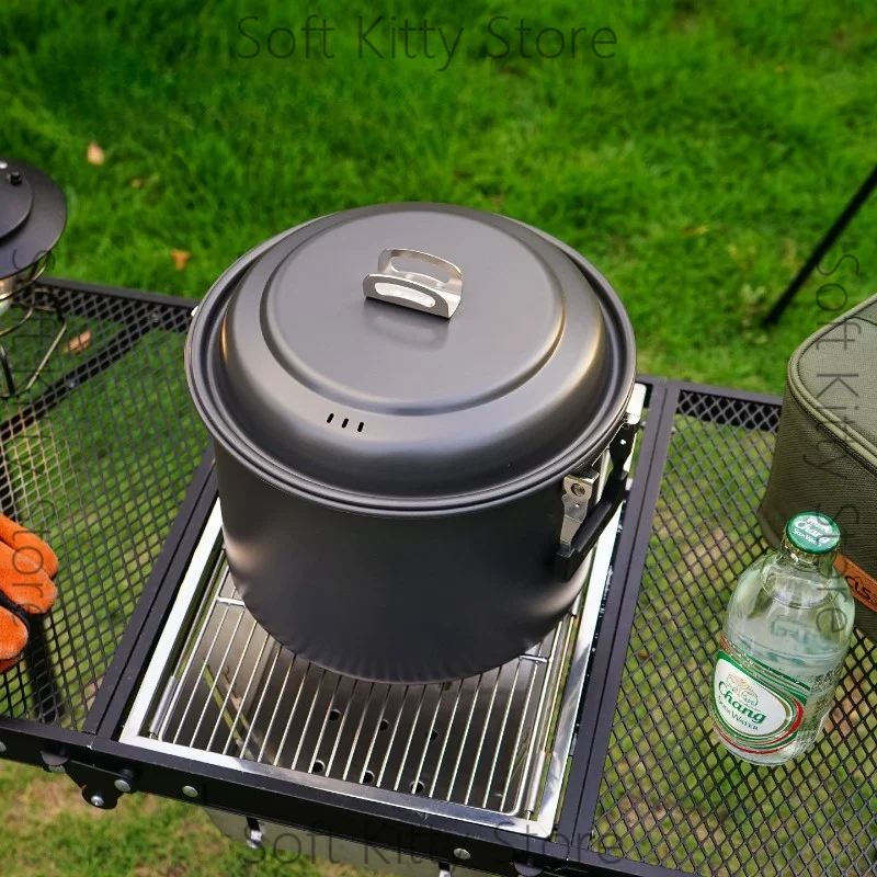 Outdoor set pot 6.5L large-capacity mandarin duck pot steamer self-driving barbecue portable camping cooking household soup pot