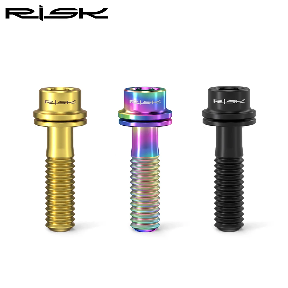 RISK 6PCS M5x16/18mm Bike Stem Screws Bolt Titanium Alloy MTB Steering Stem Handlebar Ultralight Stem Fixing Screws - view 4