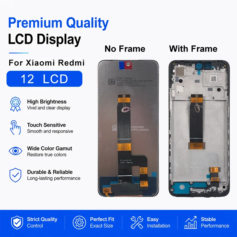 OEM LCD For Xiaomi Redmi 12 Display Touch Screen Digitizer Replacement Part With Frame For Redmi 12C LCD Display Screen Assembly