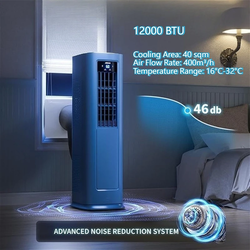 AIRPLUS 12000 BTU Smart Portable Air Conditioner for Bedroom, 700 Sq Ft Cooling & Heating AC with Drainage-free Function, Dehumidifier, Fan, 24h Timer, Blue