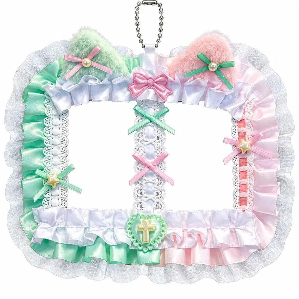 New Double Slot Photocard Holder Cat Ear Lolita Style Photocard Case Cute Ribbon Bow DIY Bag Decoration Bag Supplies