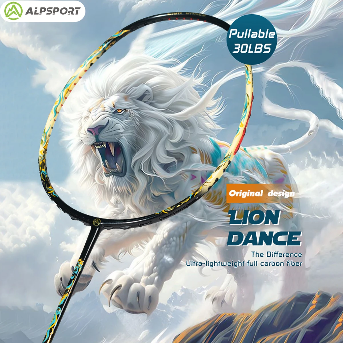 

ALP Lion Dance 100% Original Authentic Carbon Fiber Badminton Racket Max 30LBS 6U G5 Lightweight Offensive ALPSPORT XS