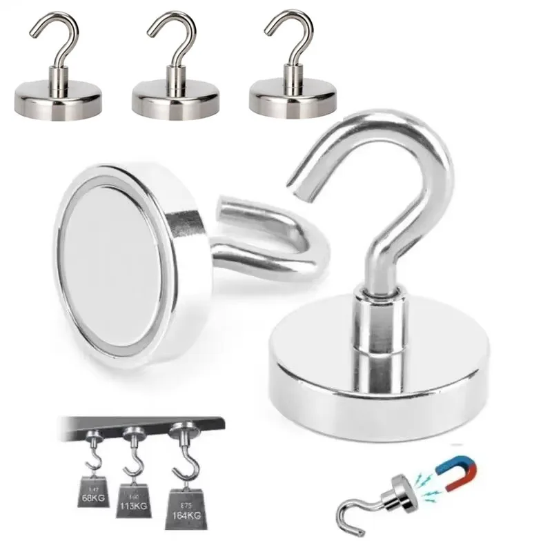 1/2/4/6pcs Strong Magnetic Hooks Magnet Hook Kitchen Bar Storage Magnetic Hooks Key Storage Hooks Multi-Purpose Magnet Hook