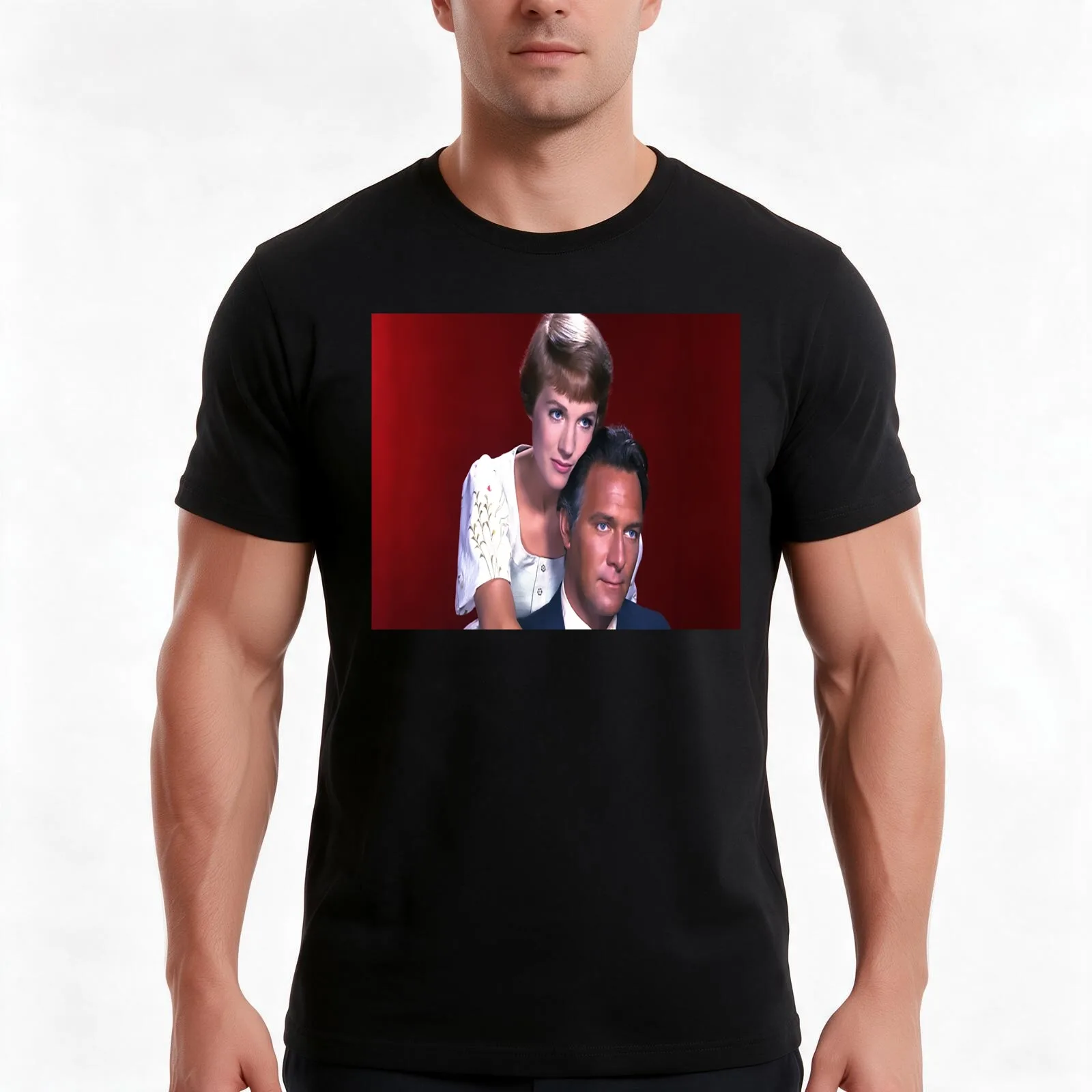 Christopher Plummer With Julie Andrews T-Shirt, Summer Casual Cotton Tee, Oversized Streetwear Tops, Vintage Graphic Print