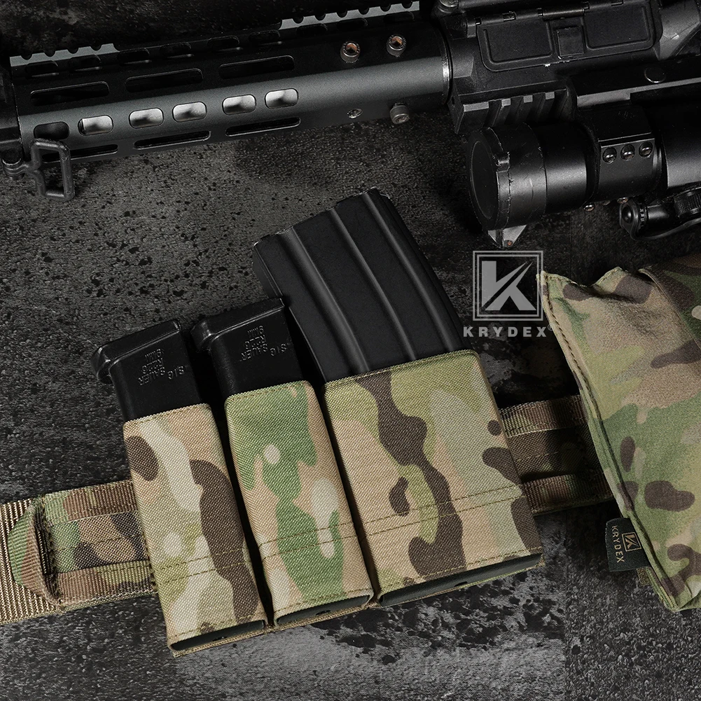 KRYDEX Tactical 556 Mag Pouch & Double 9mm Pistol Magazine Pouch MOLLE Open-Top Modular Tool Bags Hunting Airsoft Accessories view 4