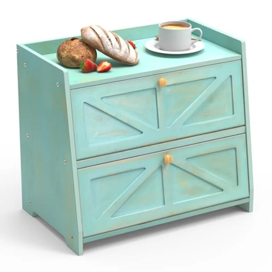 

Винтажная двухъярусная хлебница для кухонной столешницы, бамбуковый контейнер для хранения хлеба, вместительный ящик для хранения хлеба