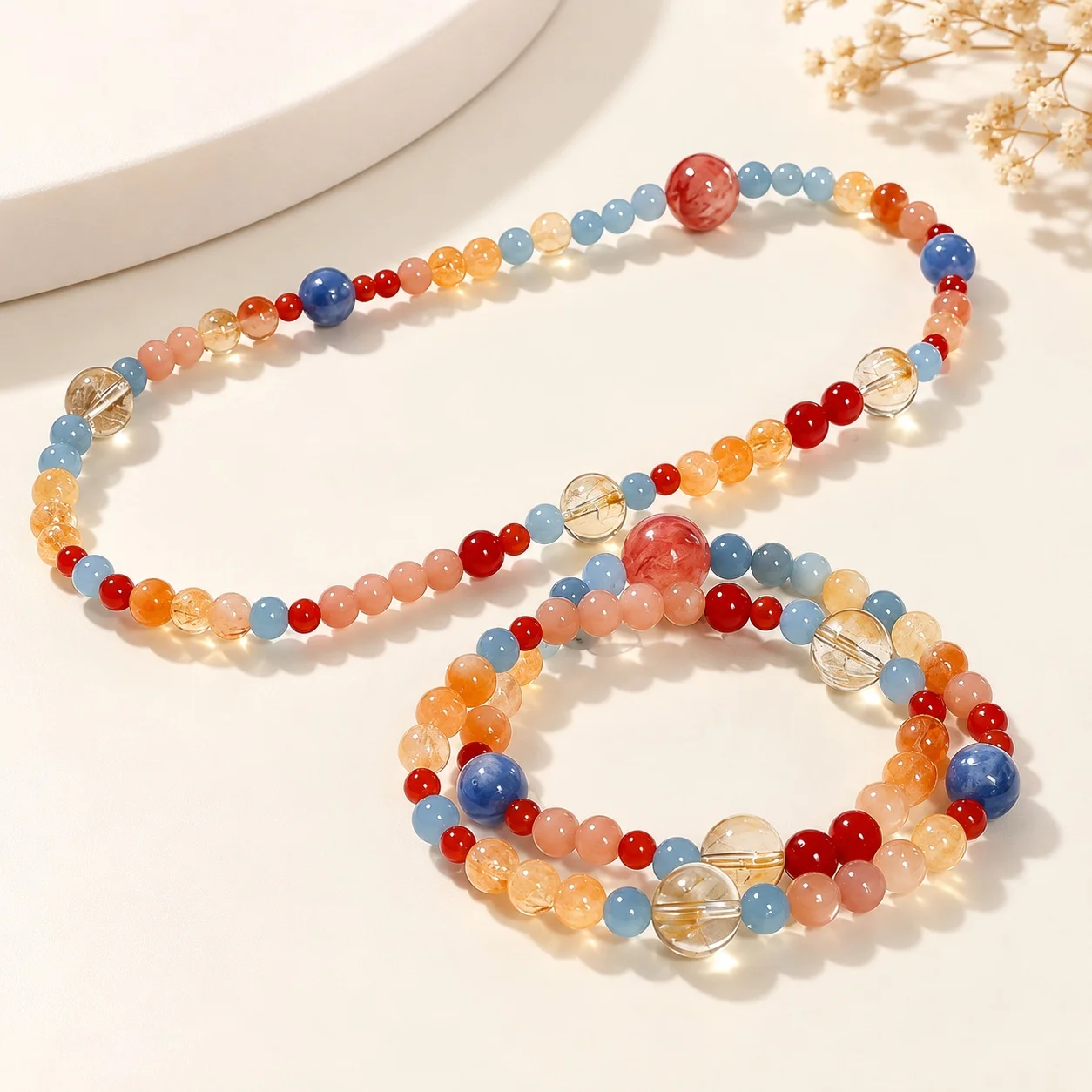 Double Layer Bracelet Beaded Design Single Strand Double Strand Red 6mm 10mm 14mm 12mm