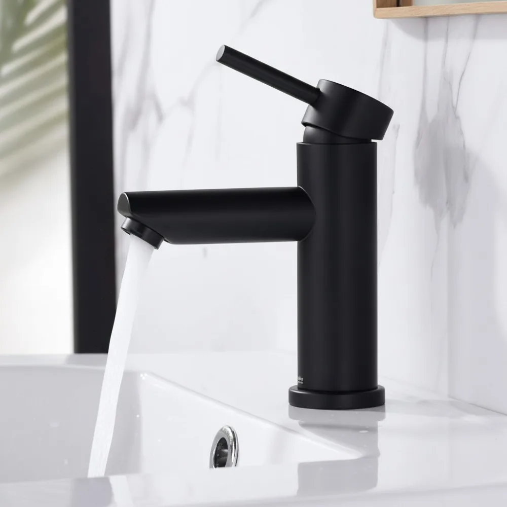 

Single Hole Bathroom Faucet Matte Black 1.2 GPM Easy Install Modern Sink Tap for Home Renovation