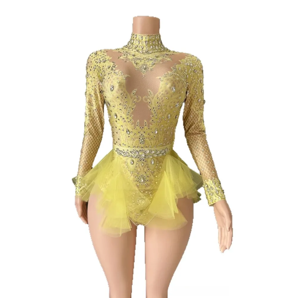 

Элегантный сексуальный боди с перьями и стразами, эластичный, высокого качества, для сценических выступлений, костюм для женщин, певиц и сценических шоу.