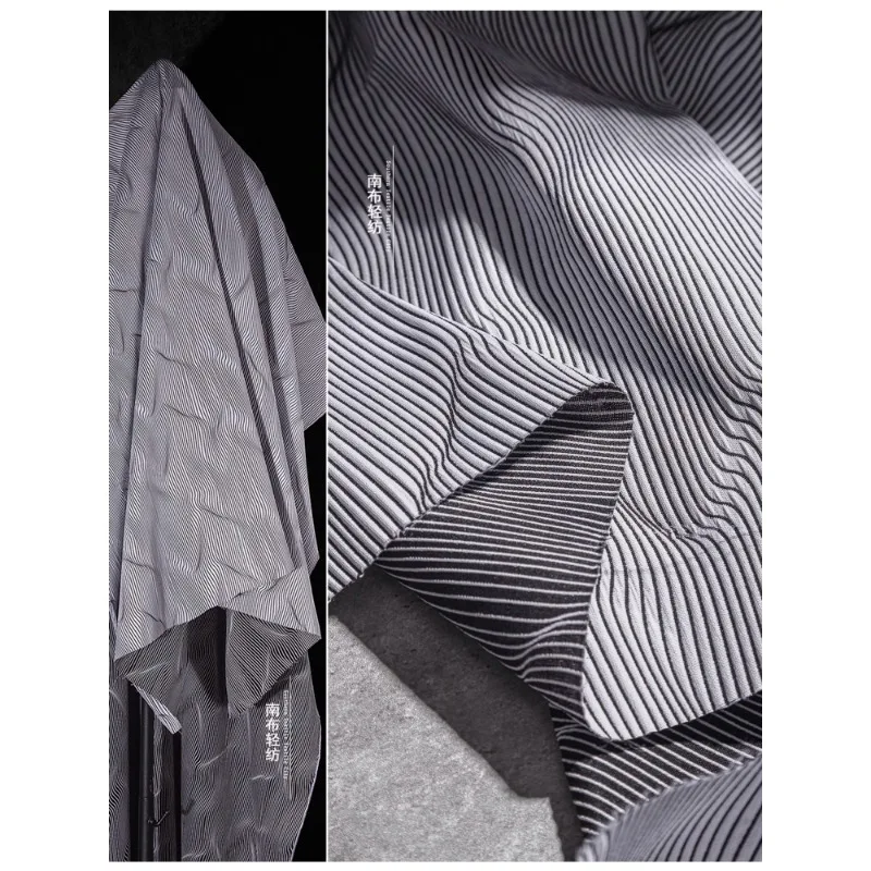 Silver Gray 3D Stereoscopic Illusion Lines Jacquard Fabric Chinese Style Creative Texture Coat Clothing Designer Fabric