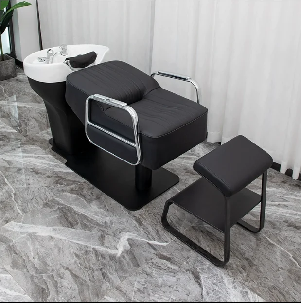 Ceramic basin shampoo bed, hair salon dedicated hair salon dedicated sitting semi lying hair salon stainless steel flushing bed