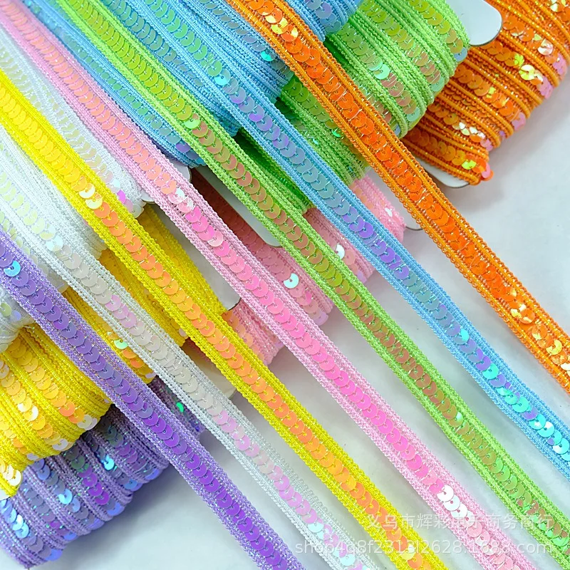 5M12mm Sequins Lace Trimming Ribbon For Clother Dress Clothes Applique Fabric DIY Sewing Craft Material Accessorie Wedding Decor