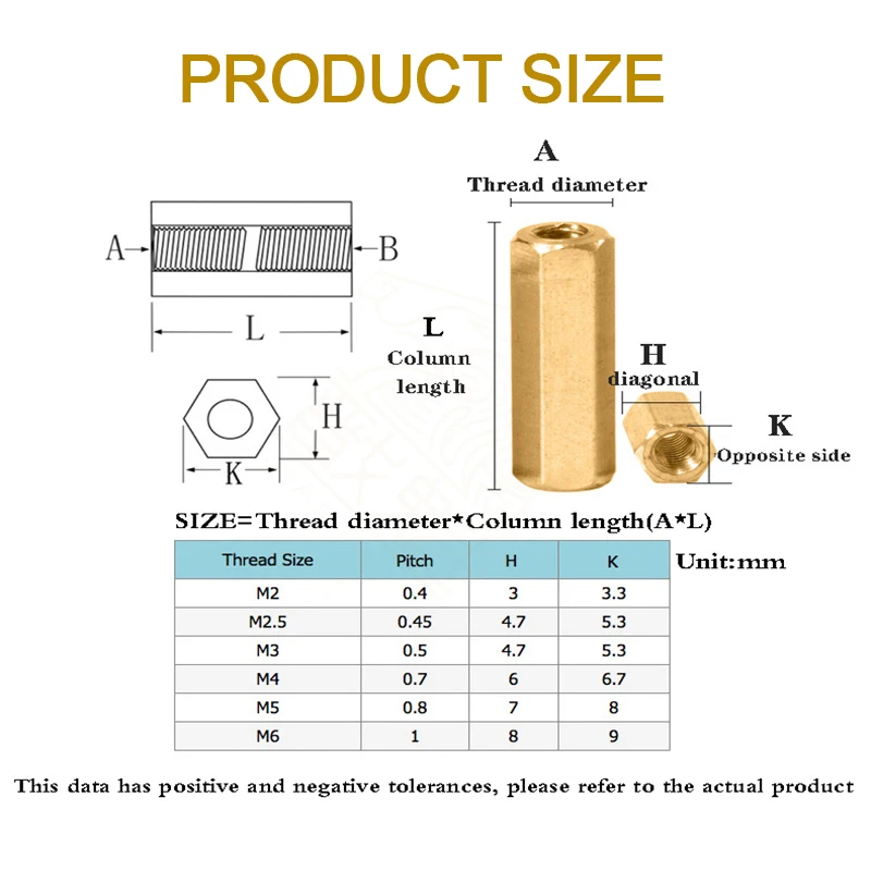 Peijian 10/ 50/100pcs M2 M3 Hex Female To Female Brass Standoff Spacer Hexagonal Stud Spacer Hollow Pillars