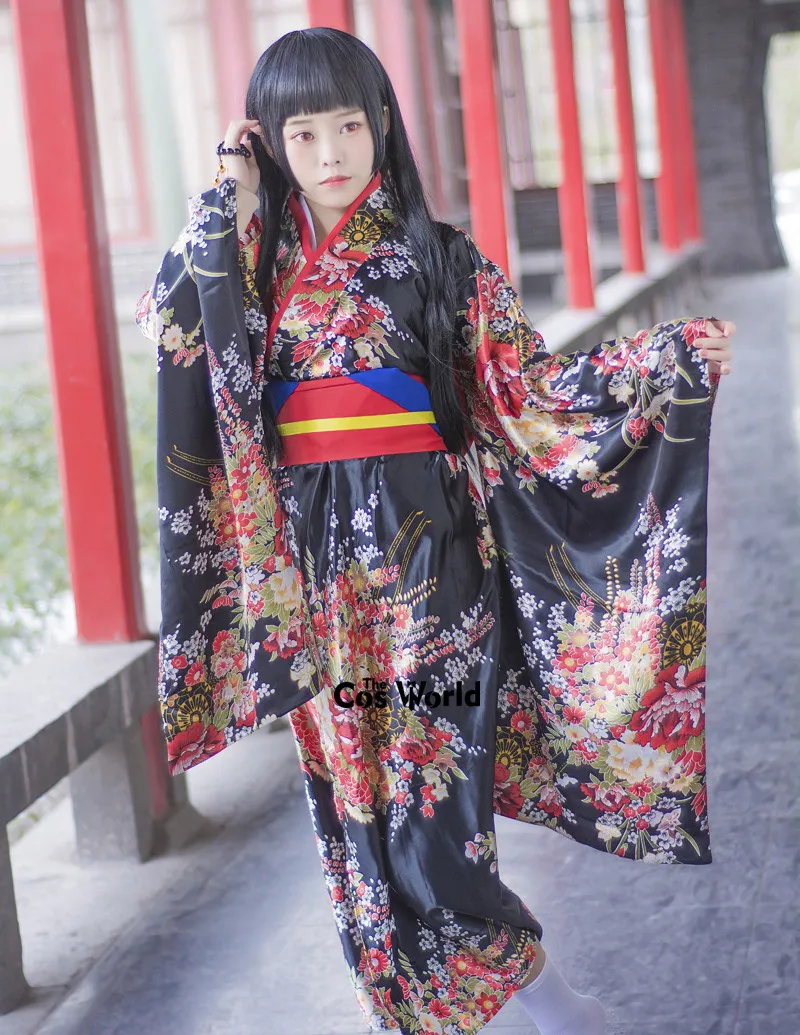 S-5XL Japanese Jigoku Shoujo Enma Ai Kimono Yukata Outfits Anime Cosplay Costumes