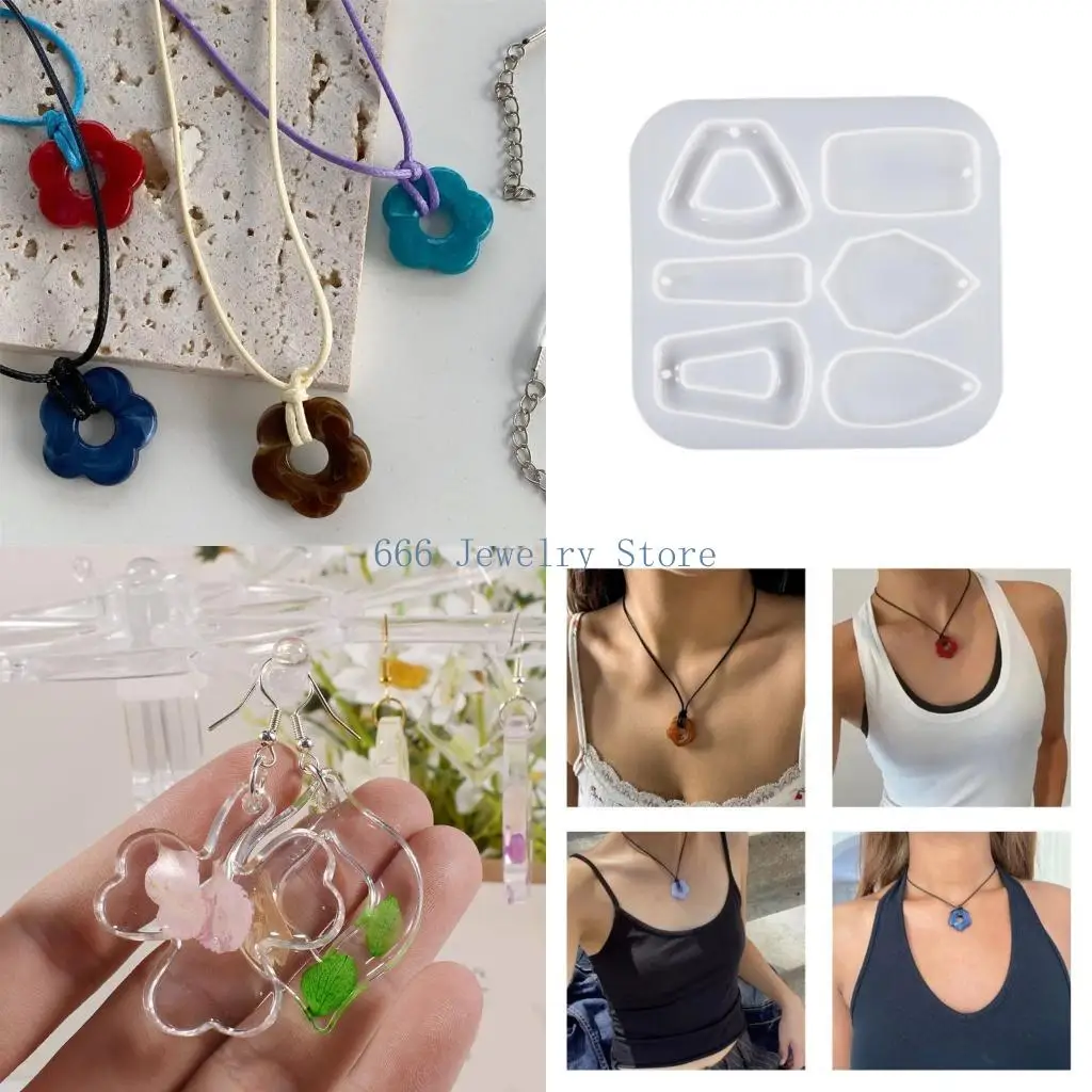 F2TD Crystal Pendant Earwear Mold DIY Earrings Moulds Irregular Ear Rings Mold Silicone Jewelry Molds Kit Making Tools