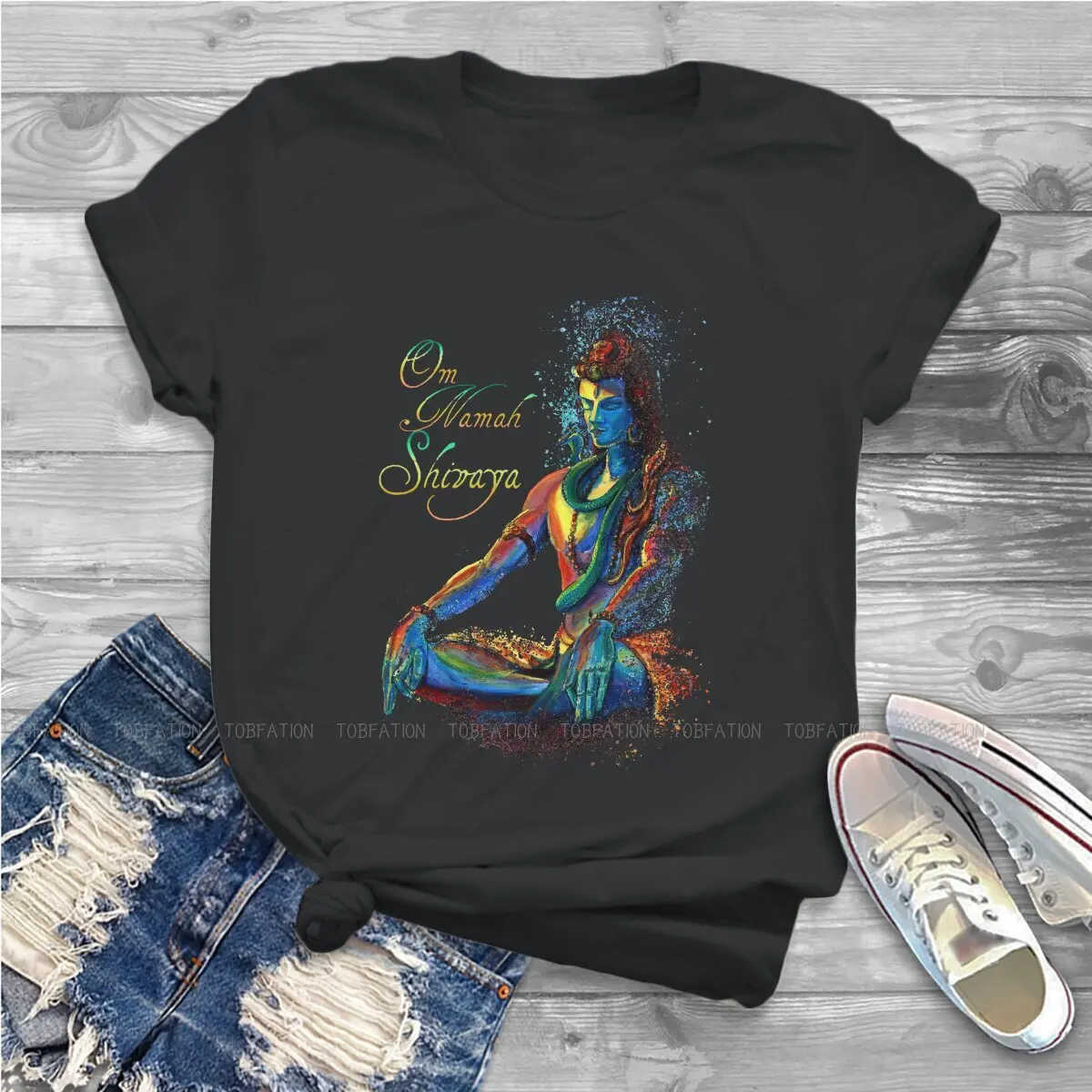 Mantra of Maha Shiva in Deep Meditation  Graphic TShirt Ganesha Ganapati God Of Wisdom India Style Casual T Shirt Women Tee