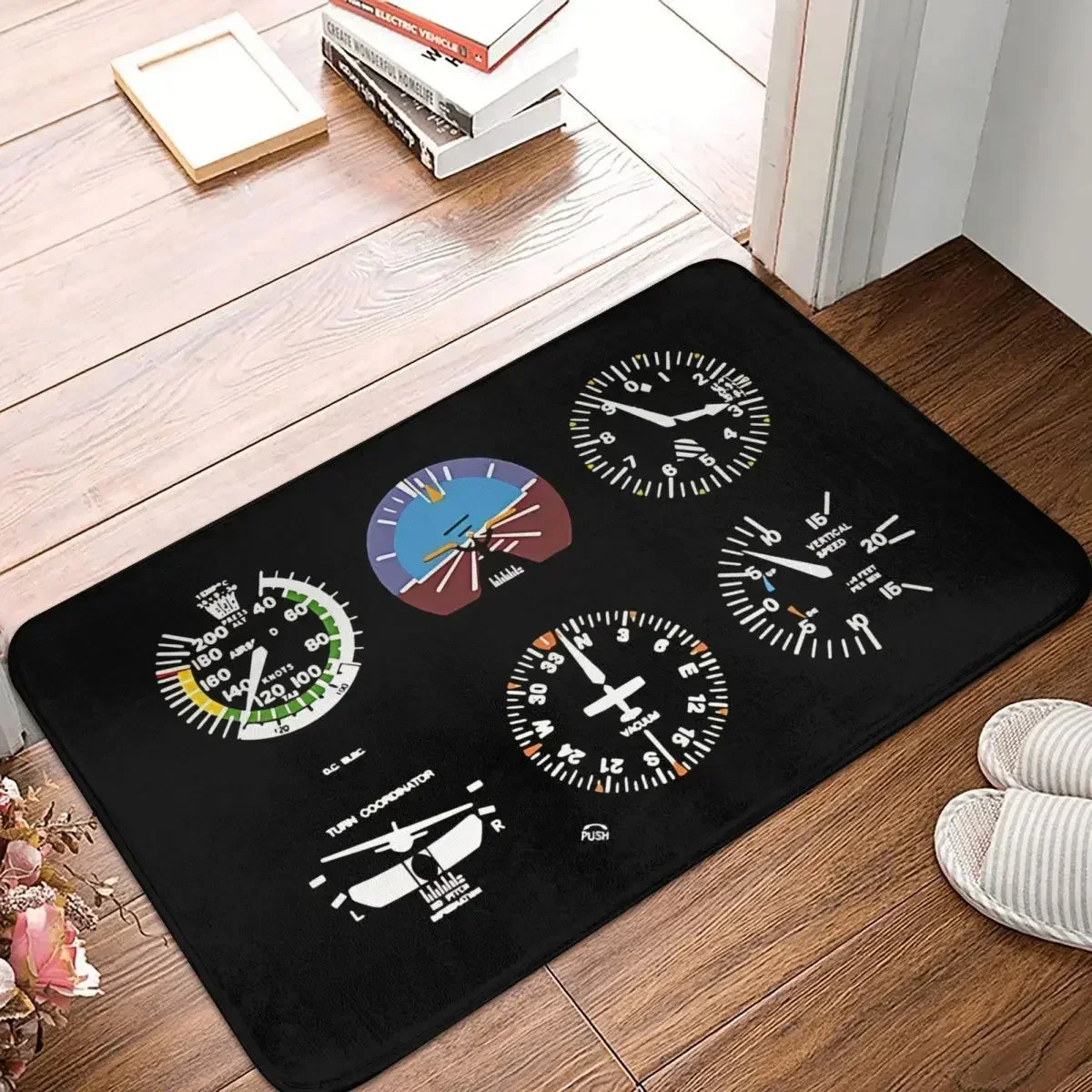 Aircraft Bathroom Non-Slip Carpet Cockpit Six Dials Flight Simulator Pilot Bedroom Mat Welcome Doormat Home Decor Rug