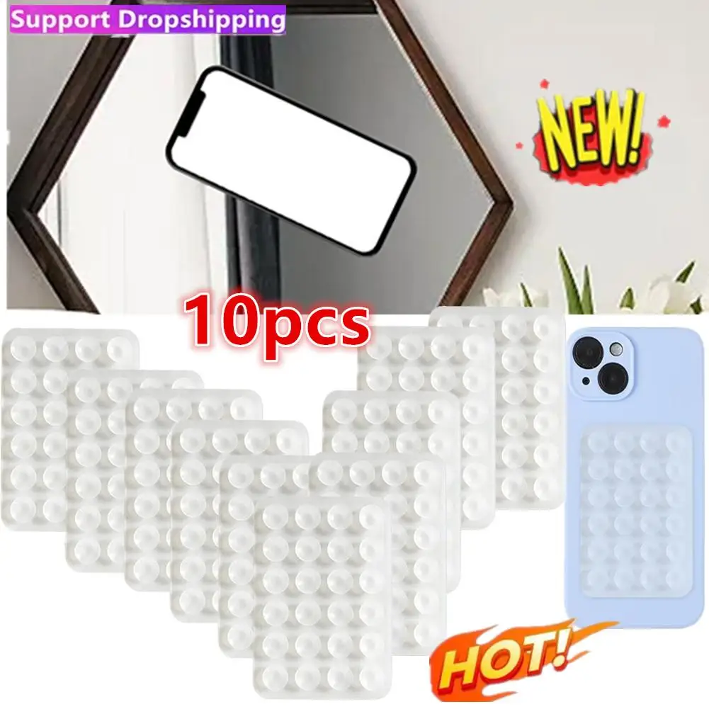 10Pcs Backed Silicone Suction Pad For Mobile Phone Fixture Suction Cup Backed Adhesive Silicone Rubber Sucker Pad For Fixed Pad