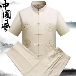 Hanfu Men 중국 의류 남성용, 뉴스 이어 탑 팬츠 Hanfu Kung Fu 의류 블라우스 파티 남성 당나라 정장