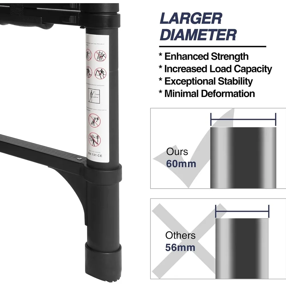 8.5 FT Aluminum Telescoping Ladder, Lightweight Multi-Purpose Collapsible Extension with 2 Triangle Stabilizers