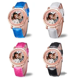 Montre-bracelet à quartz personnalisée pour filles, impression avec image, photo personnalisée, logo personnalisé, cadeau pour fille frit, bricolage