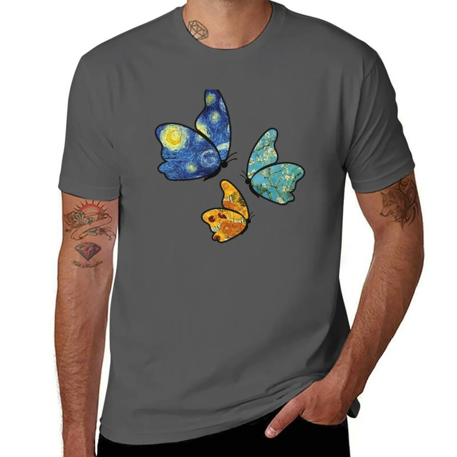 

Butterfly Van gogh Style T-Shirt designer shirts luxury designer Funny t-shirts Men's clothing