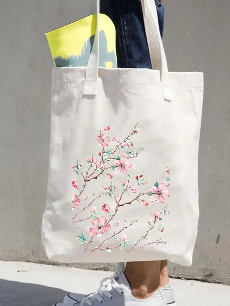 Women Print Shopper Casual Shopping Handbags Female Shoulder Fashion 90s Style Flower Floral Girls Graphic Canvas Tote Bag