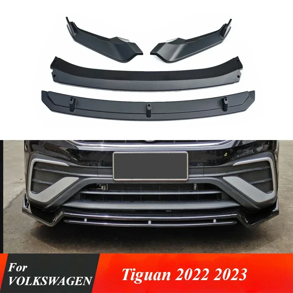 

New！Front Bumper Diffuser Fit Front Lip Spoiler Front Bumper Decoration 4pcs/set for VOLKSWAGEN Tiguan (not for r-line) 2022 202