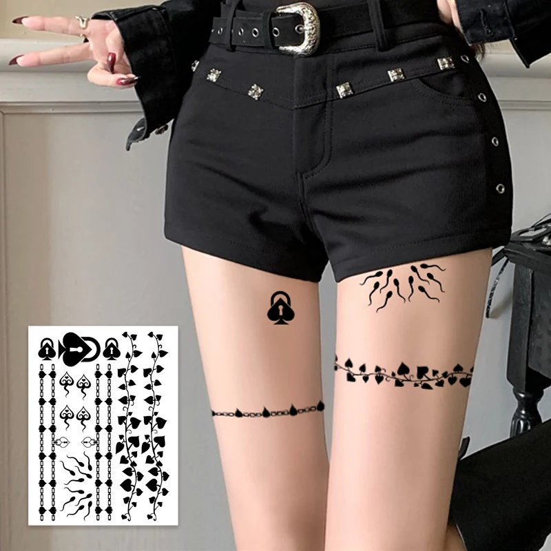 Realistic Temporary Tattoos | Long Lasting Sexy Vine & Spade Arm/Leg Band, Fashion Neck Sticker for Scar Cover, Vibrant Fake Bod