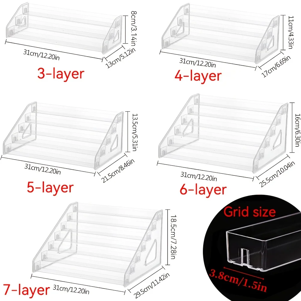 1pc Display Shelf, Desktop Badge Color Paper Diffuse Around The Edge Of The Ladder Transparent Placement Of Grain Standing Card
