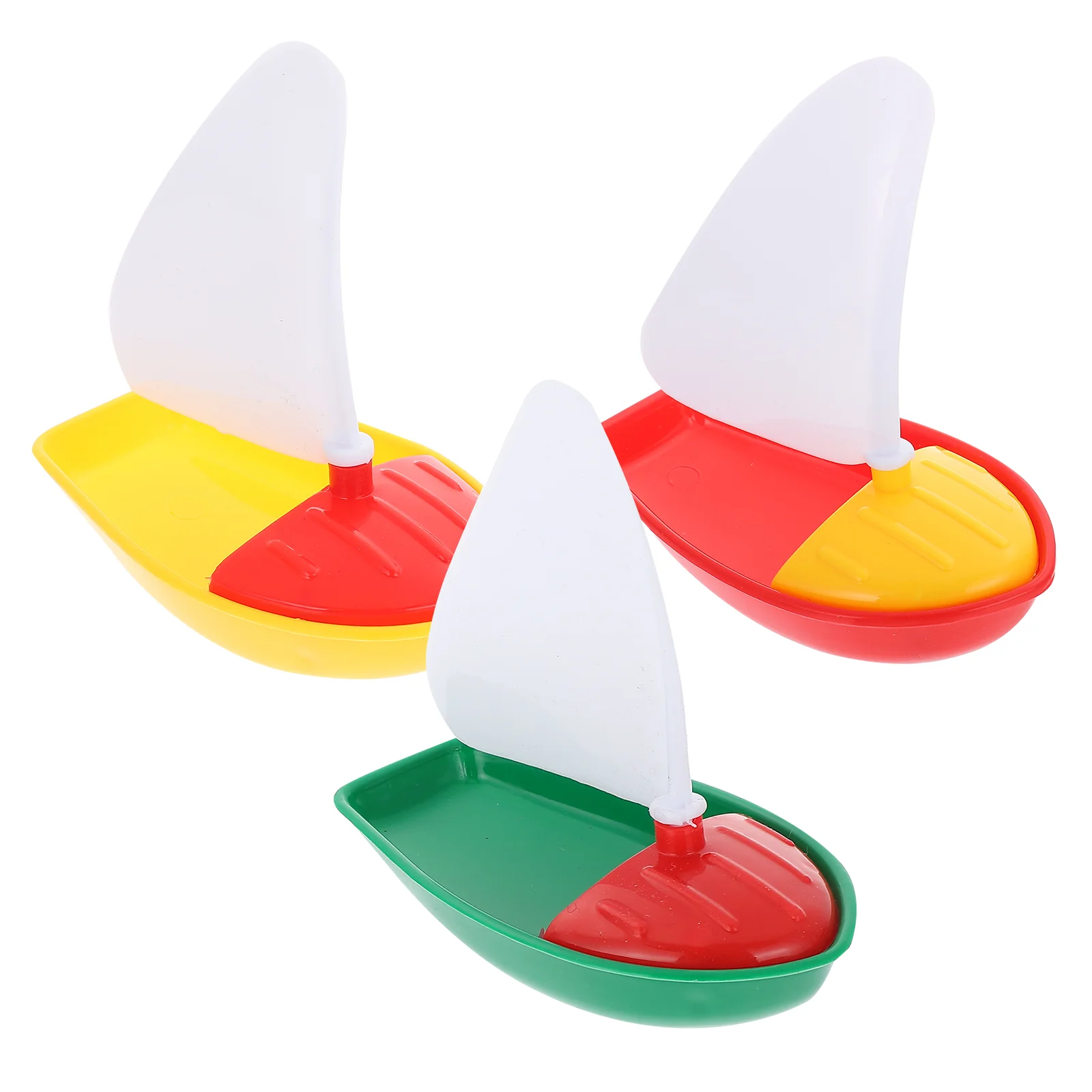 1 Set 3pcs Mini Plastic Sailing Boat Toys Kids Bath Toys Bathtub Toys for Children Todders Kids (Assorted Color, Small + Middle