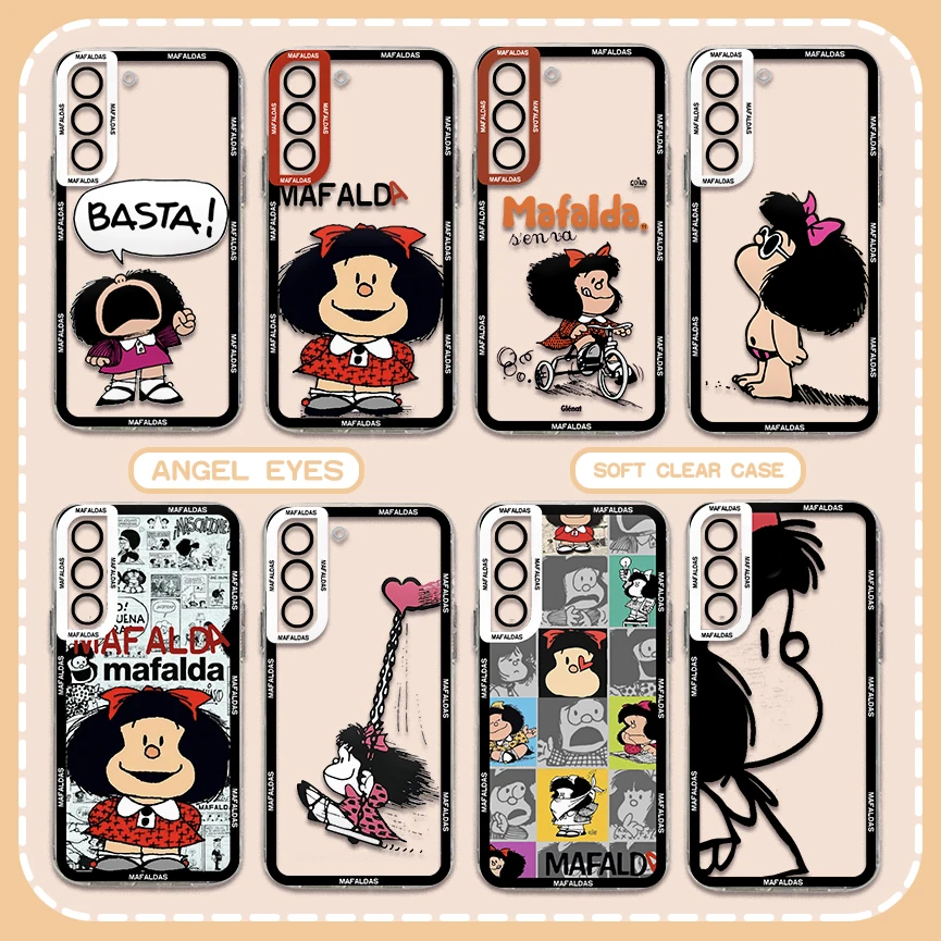 Comics Mafaldas Phone Case For Samsung S24 S23 S22 S21 S20 S10 FE Note20 Note10 Plus Ultra Lite 5G Clear Soft silicone TPU Cover