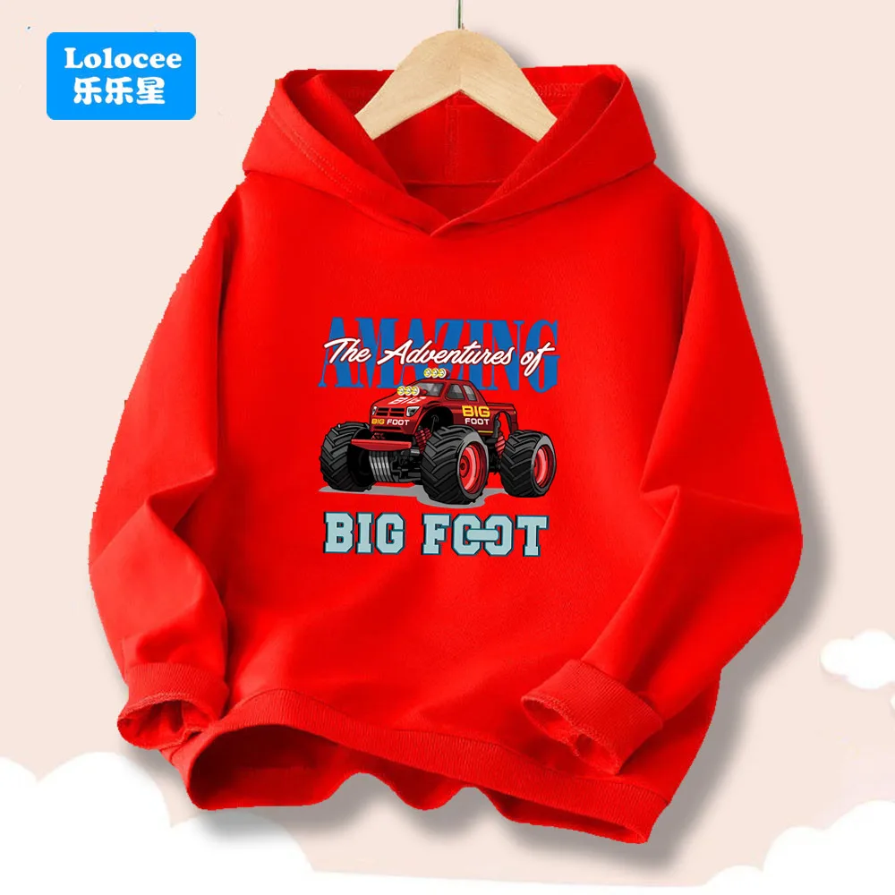 Monster Truck Bigfoot Bedruckter Hoodie Frühling/Herbst Neuer Street Fashion Hoodie Täglich Lässig Dünn Hoody Sweatshirt Urlaub DDJC1