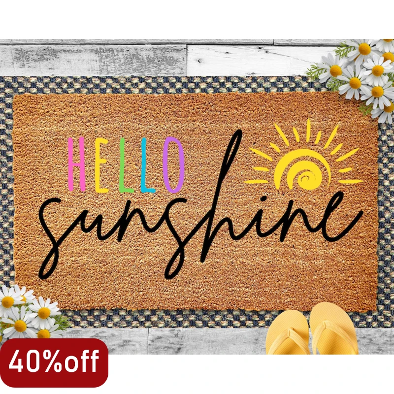 

Custom Sun Logo Doormat Personalized Summer Welcome Mat for Stylish Homes Creative Non-Slip Porch Decor with Anti-Skid Base