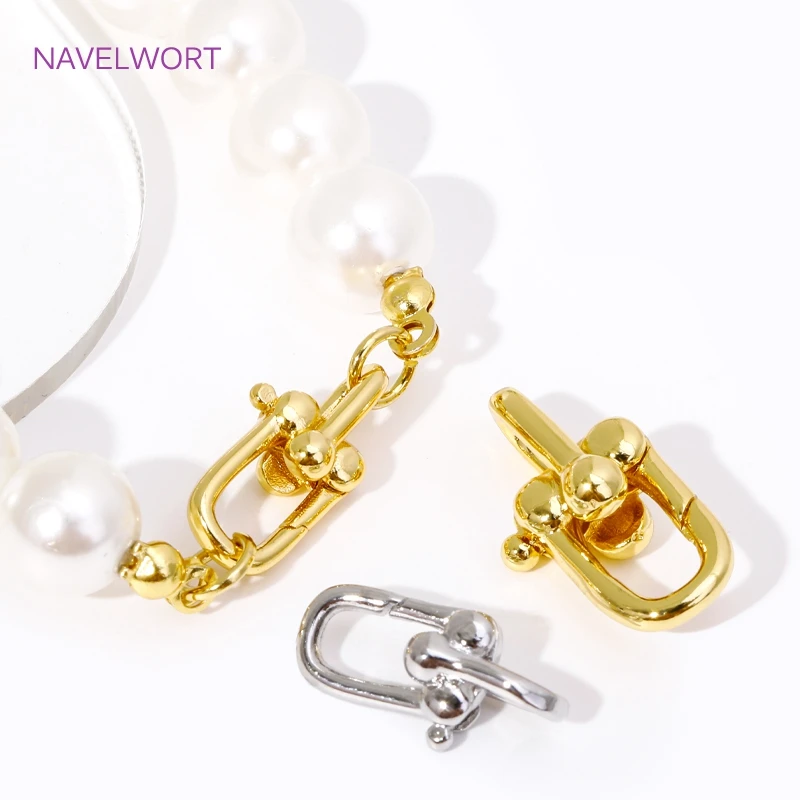 18K Gold Plated Spring Clasps Brass U Shape Lobster Clasp Connector For Jewelry Making Supplies DIY Bracelet Necklace Findings