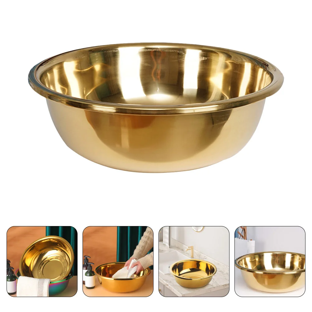 

Sink Stainless Steel Basin Thickened Kitchen Bath Household Vegetable Wash (gold) Large Mixing Bowl