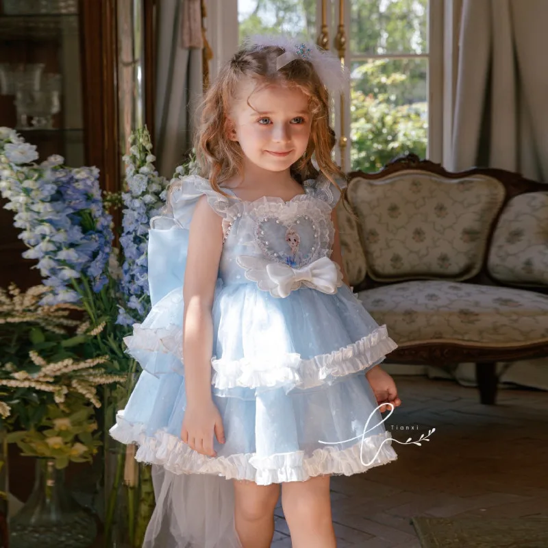 Handmade Boutique Girls Sling Lolita Princess Children's Treasure Mesh Fluffy Trailing Party Birthday Dress Birthday Party Dress