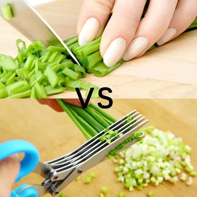 Muti-Layers Kitchen Scissors Stainless Steel Vegetable Cutter Scallion Herb Laver Spices cooking Tool Cut Kitchen Accessories