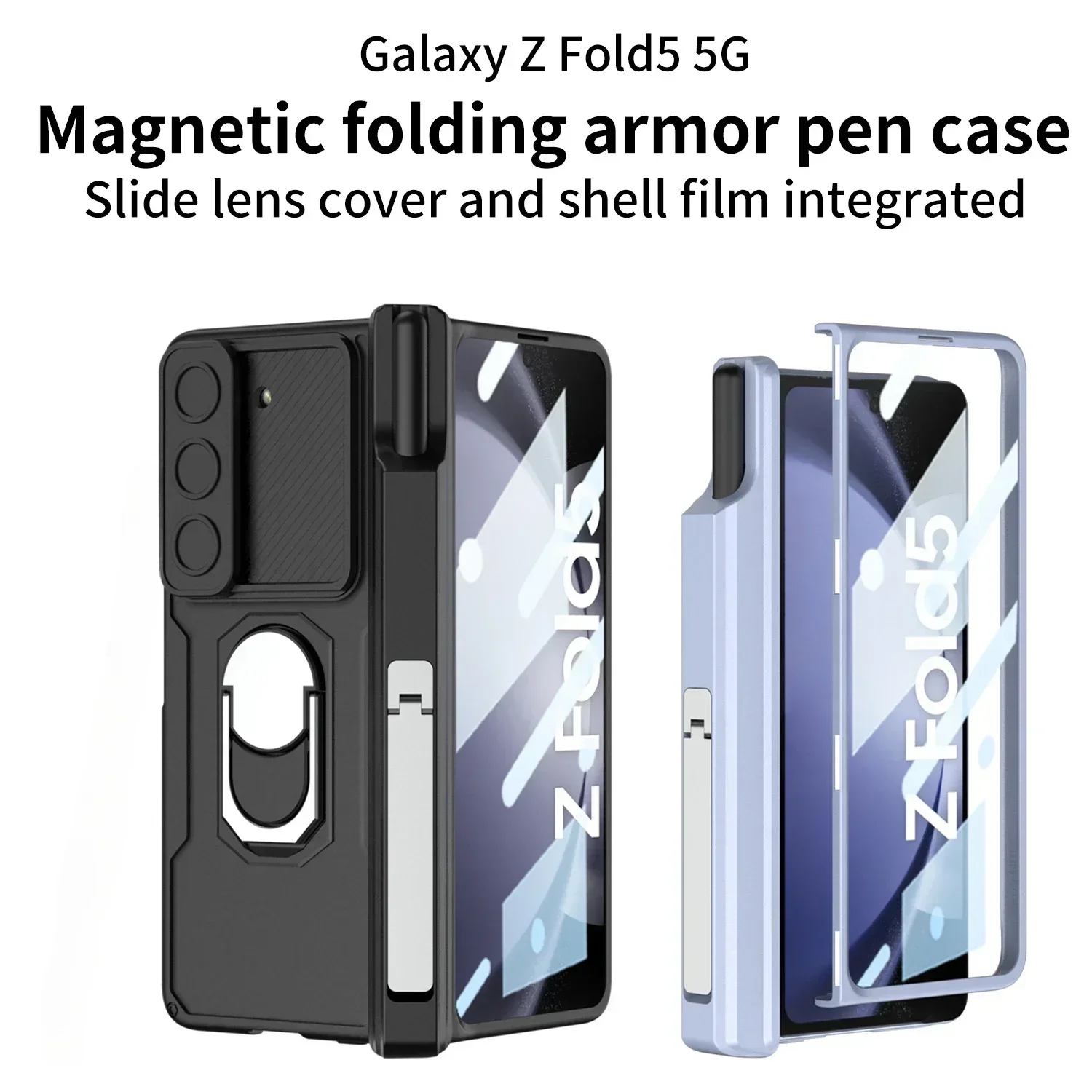 

Case For Samsung Z Fold 5 4 3 Phone Case Magnetic Suction Hinge Bracket Pen Holder Shell Membrane Z Fold3 Fold4 Protective Cover